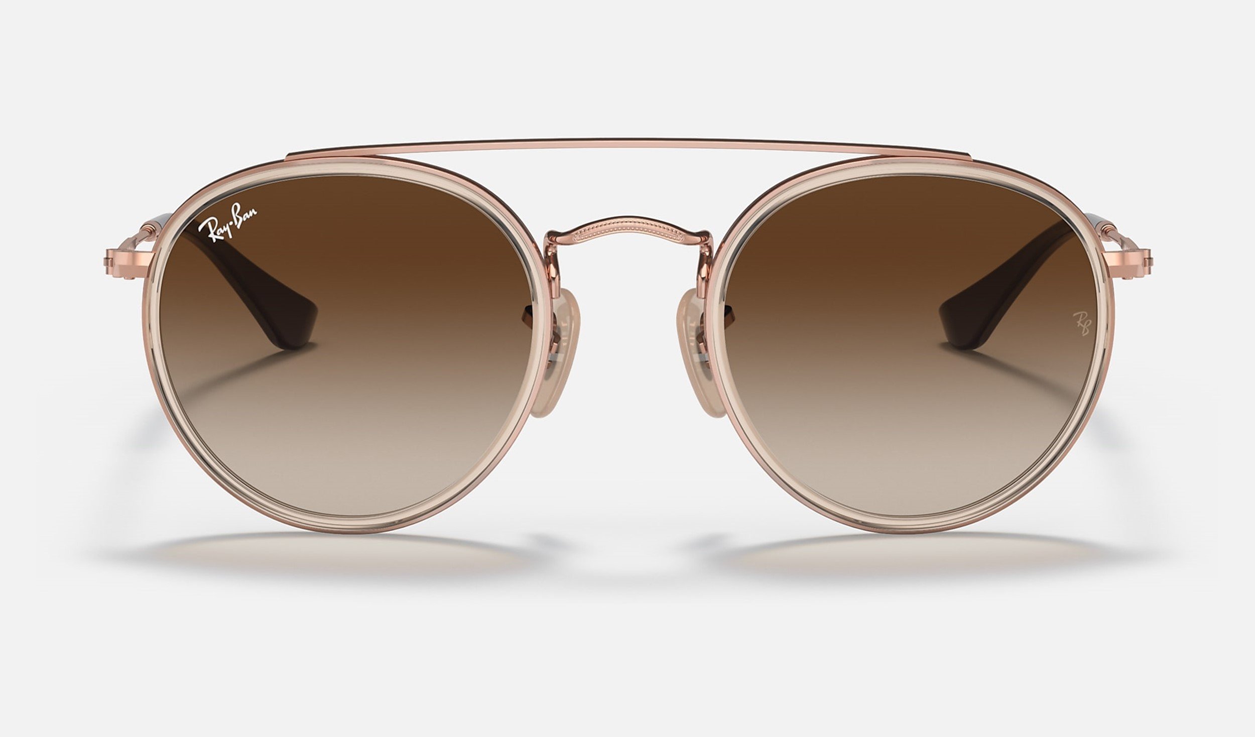 Kids Ray-Ban Junior Round Double Bridge Light Brown Sunglasses RJ9647S 288/13 - Image 2