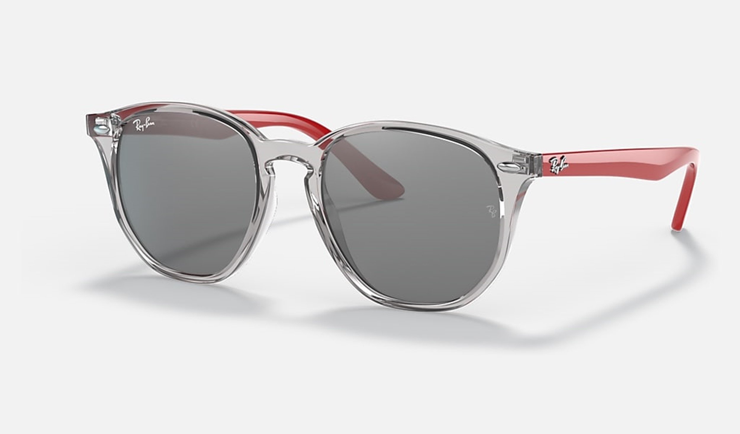 Kids Ray-Ban Junior Transparent Grey & Red Sunglasses RJ9070S 7063/6G 46
