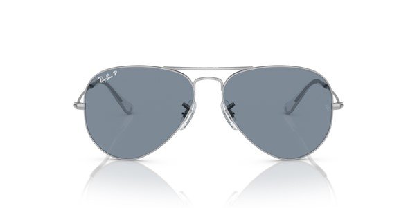 Ray-Ban Aviator Polished Metal Blue Polarized Sunglasses RB3025 003/02 58 - Image 2
