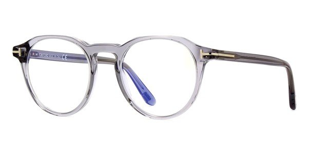 Tom Ford Shiny Grey Crystal Unisex Blue Blocker Optical TF5833B-020 49