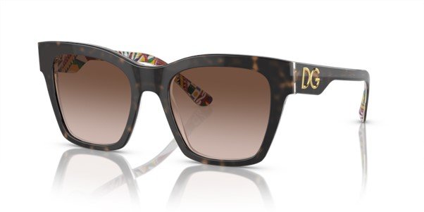 Dolce & Gabbana Women's Dark Tortoise On Carretto Print Sunglasses DG4384 321773 53