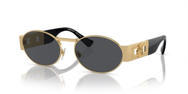 Versace Gold & Black Metal Unisex Sunglasses VE2264 100287 56